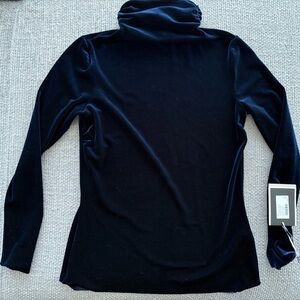 Chiara Boni  “Lupis” Velvet Turtleneck Top – Blu Notte (Made in Italy)